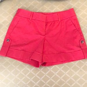 Theory red cuffed short shorts